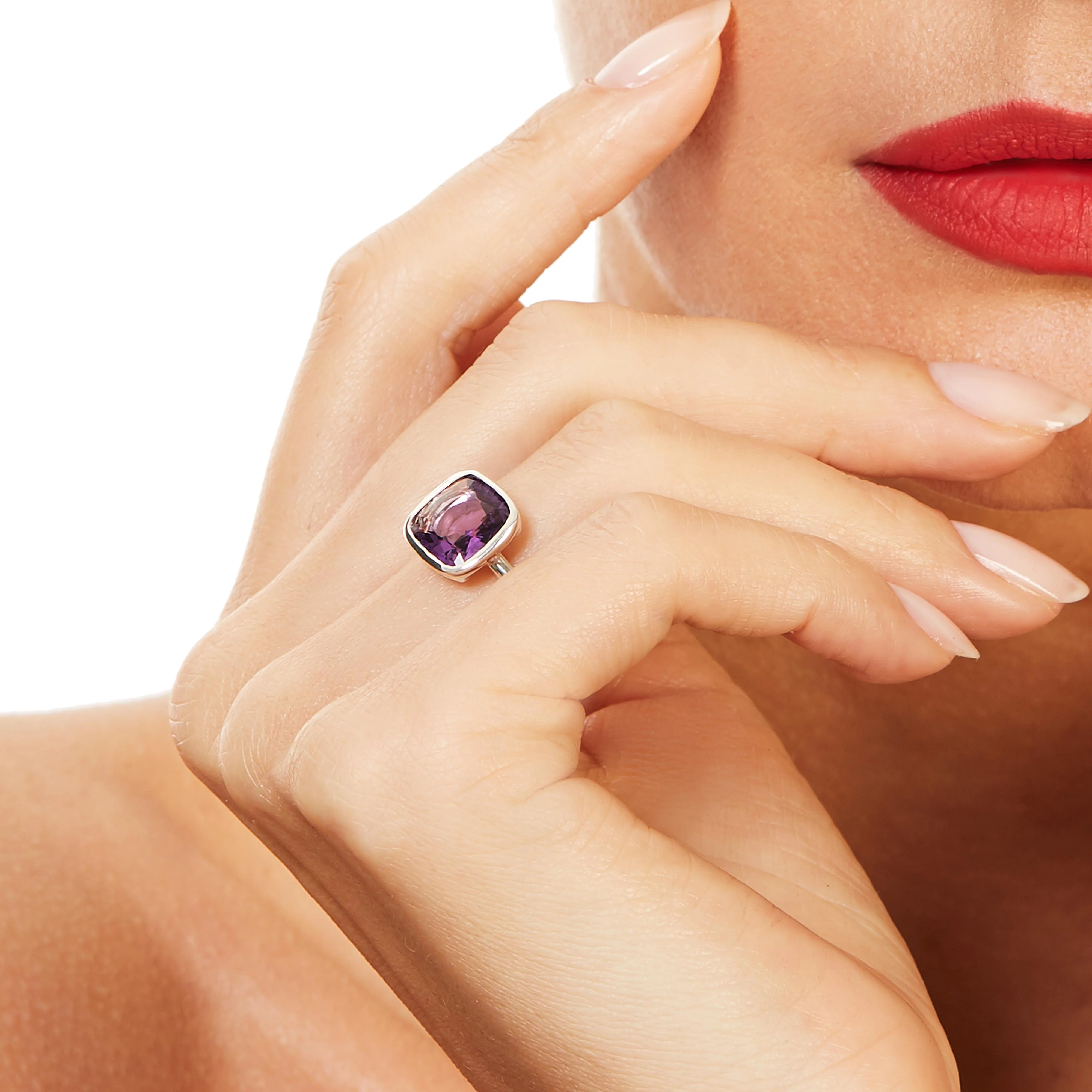 The Eva (Cushion Cut Amethyst in Solid Sterling Silver) - Image 3