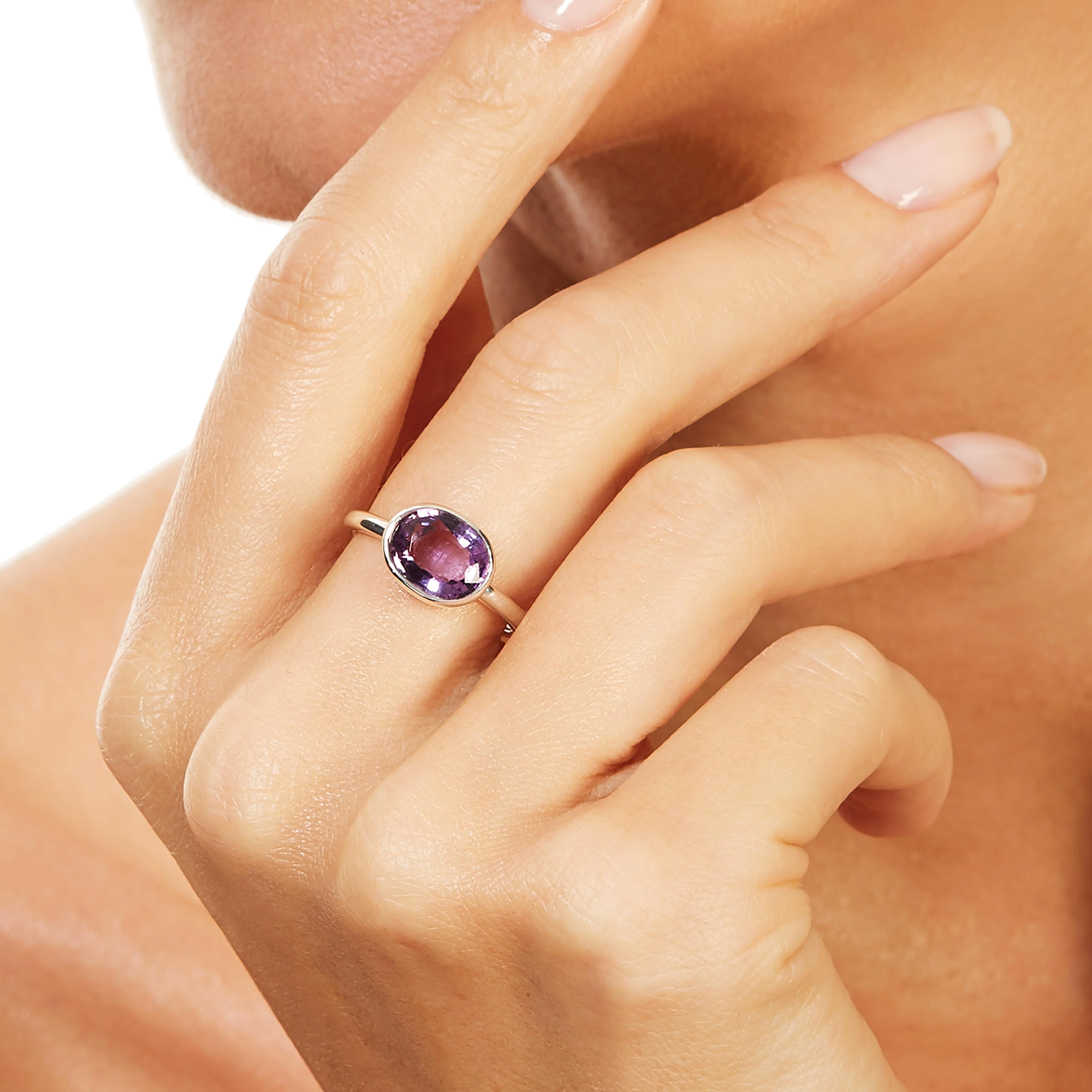 The Eva (Oval Cut Amethyst in Solid Sterling Silver) - Image 3