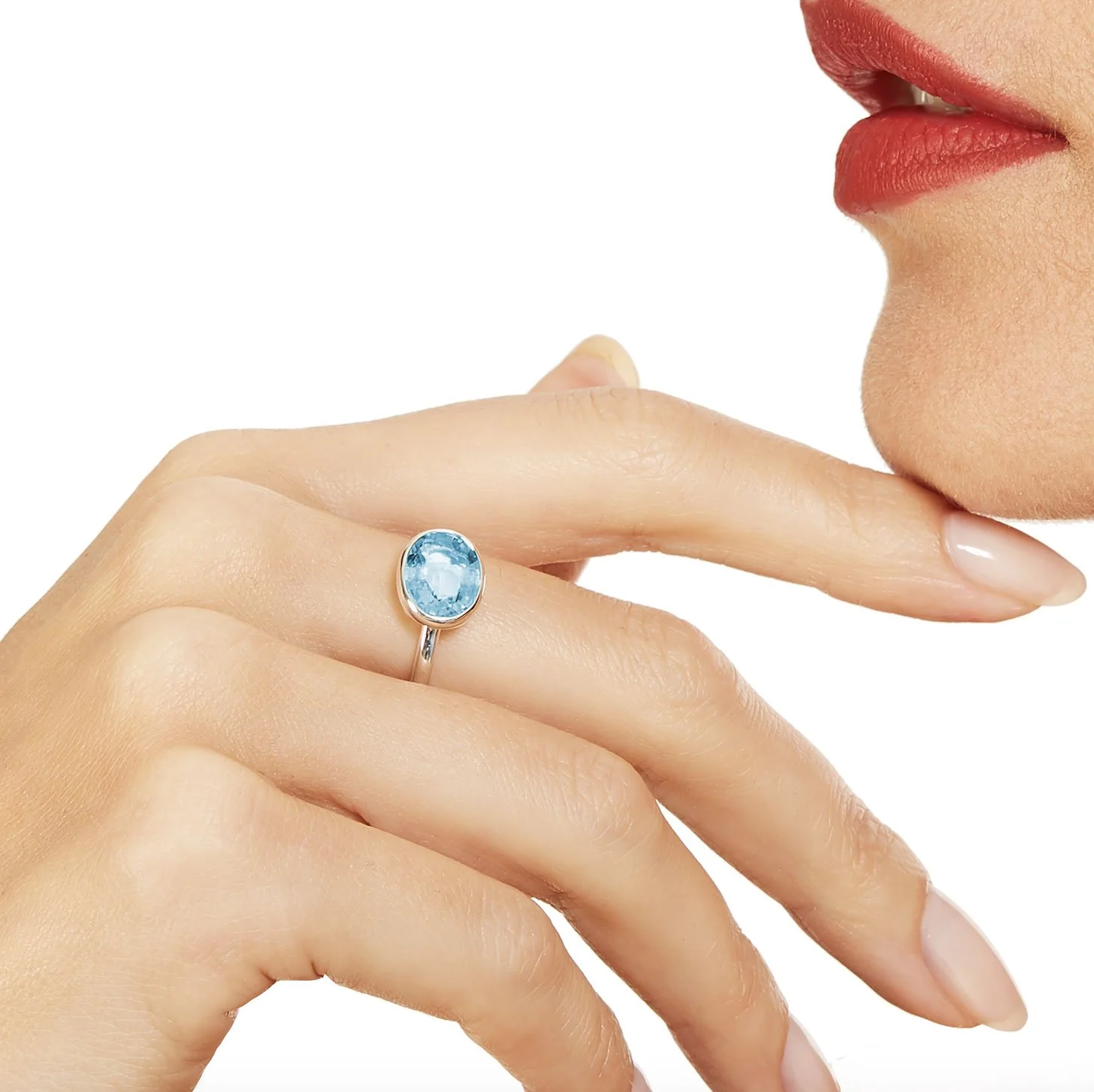 The Grace (Oval Cut Blue Topaz in Solid Sterling Silver) - Image 3