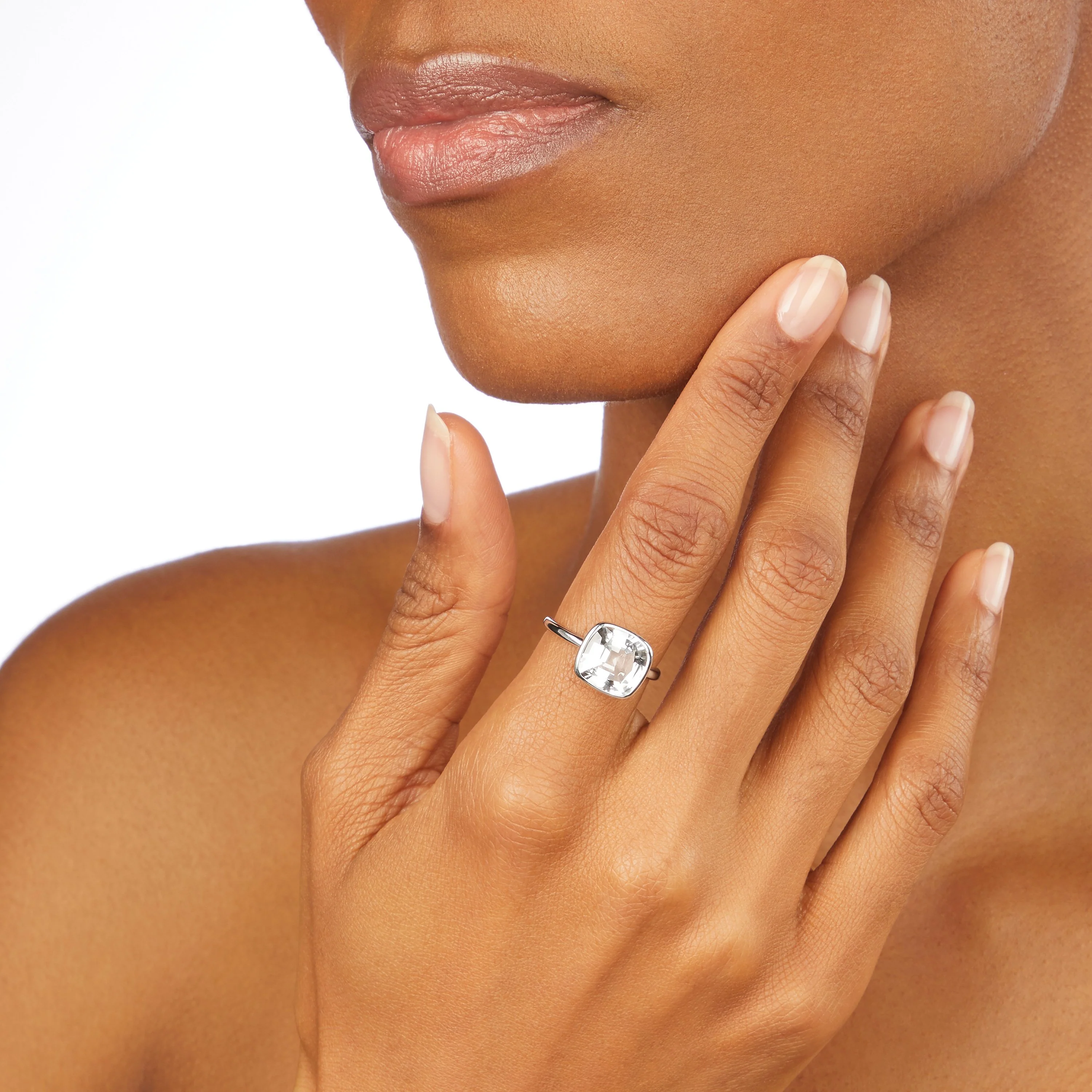 The Nicole (Cushion Cut White Topaz in Solid Sterling Silver) - Image 3
